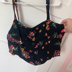 Black crop top with flowers